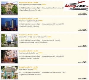 Reiseangebote Flug und Hotel ab Memmingen nach Berlin