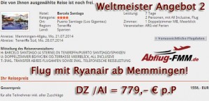 Weltmeister Angebote ab Flughafen Memmingen nach Teneriffa