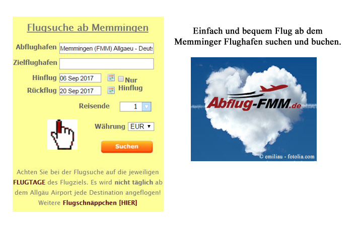 Flugsuche ab dem Memmingen Airport einfach und schnell Ryanair und WizzAir suchen und buchen