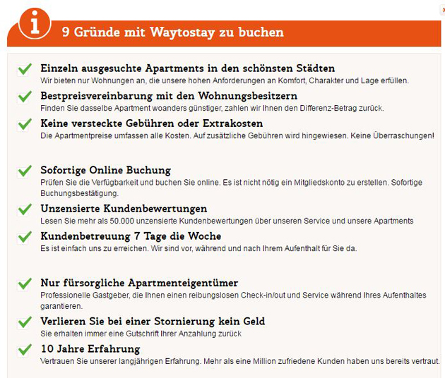 Gründe für WayToStay